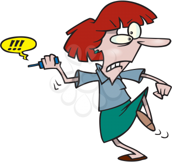 Royalty Free Clipart Image of a Woman Throwing Her Cellphone