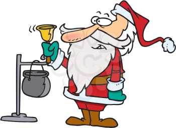 Royalty Free Clipart Image of a Santa Collecting for Charity