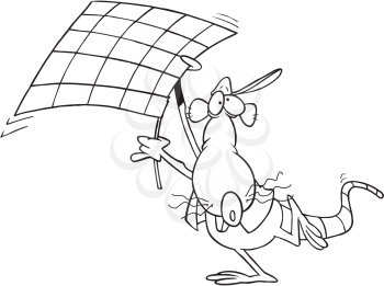 Royalty Free Clipart Image of a Rat With a Checkered Flag