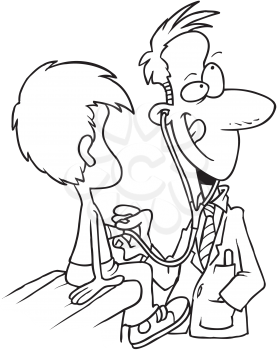 Royalty Free Clipart Image of a Little Boy at the Doctor's Office