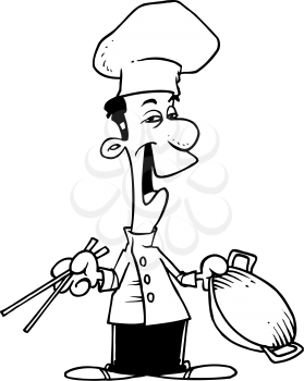 Royalty Free Clipart Image of an Asian Chef