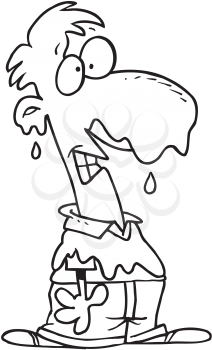 Royalty Free Clipart Image of a Man Dripping in Chocolate