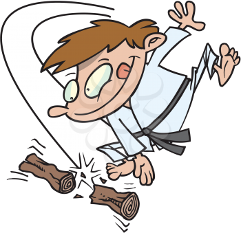 Royalty Free Clipart Image of a Boy Doing Karate