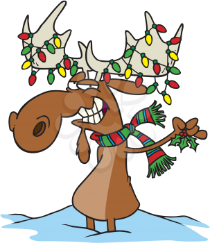 Royalty Free Clipart Image of a Christmas Moose