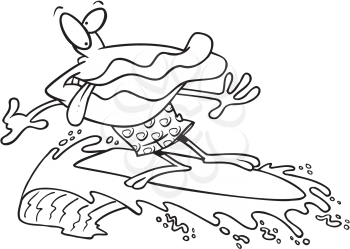 Royalty Free Clipart Image of a Clam Surfing