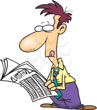 Royalty Free Clipart Image of a Man Reading a Newspaper