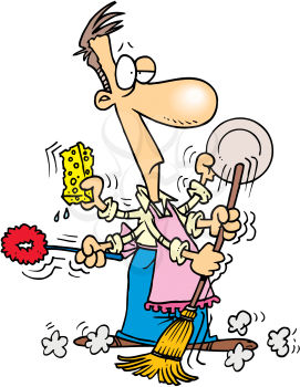 Royalty Free Clipart Image of a Man Cleaning