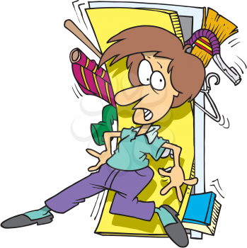 Royalty Free Clipart Image of a Woman With a Full Closet
