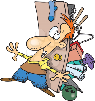 Royalty Free Clipart Image of a Man With a Full Closet