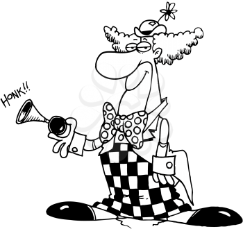 Royalty Free Clipart Image of a Clown Honking a Horn