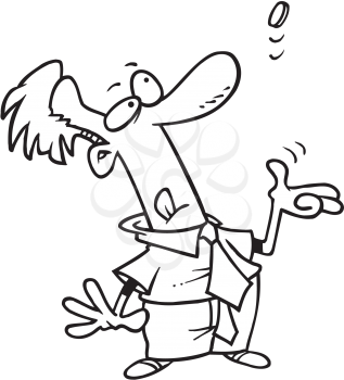 Royalty Free Clipart Image of a Man Flipping a Coin