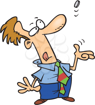 Royalty Free Clipart Image of a Man Flipping a Coin
