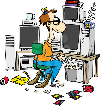 Royalty Free Clipart Image of a Computer Geek