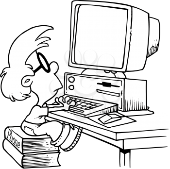 Royalty Free Clipart Image of a Child at a Computer