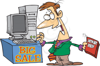 Royalty Free Clipart Image of a Computer Salesman