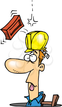 Royalty Free Clipart Image of a Brick Hitting a Man on the Head