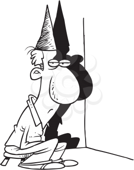 Royalty Free Clipart Image of a Man in the Corner