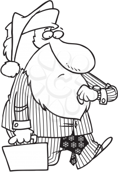 Royalty Free Clipart Image of Santa in a Suit