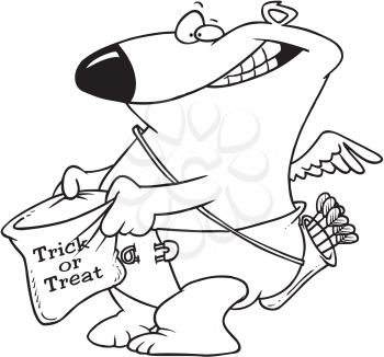 Royalty Free Clipart Image of a Trick-or-Treating Bear