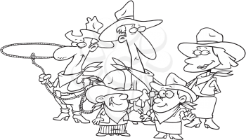 Royalty Free Clipart Image of a Western Family