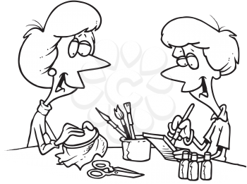 Royalty Free Clipart Image of a Woman Doing Crafts