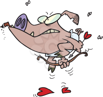 Royalty Free Clipart Image of a Cupid Pig