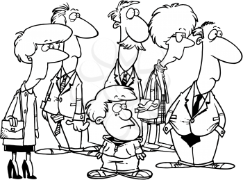 Royalty Free Clipart Image of a Group of People Looking at Something