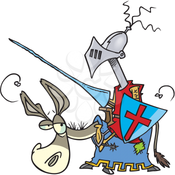 Royalty Free Clipart Image of a Knight on a Mule