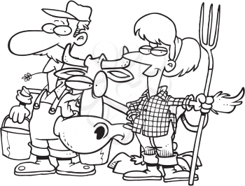Royalty Free Clipart Image of a Farming Couple