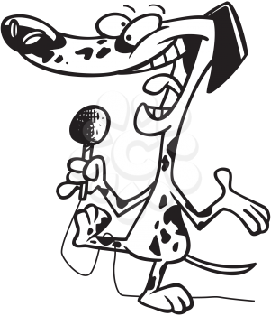 Royalty Free Clipart Image of a Dalmation With a Microphone