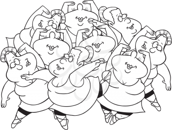 Royalty Free Clipart Image of Overweight Dancers