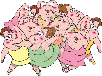 Royalty Free Clipart Image of a Group of  Dancers