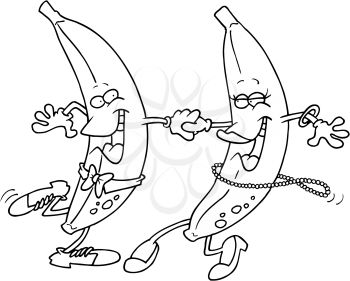 Royalty Free Clipart Image of Dancing Bananas