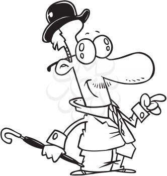 Royalty Free Clipart Image of a Dapper Man in a Bowler Hat