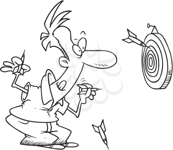Royalty Free Clipart Image of a Man Playing Darts