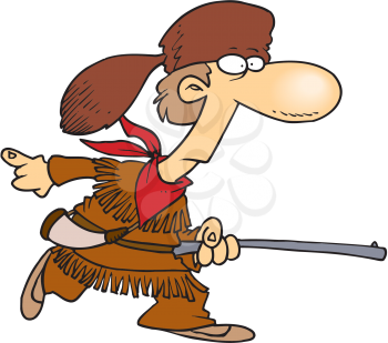 Royalty Free Clipart Image of a Frontiersman With a Rifle