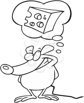 Royalty Free Clipart Image of a Man Thinking About Cheese