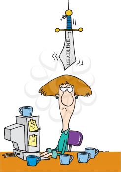 Royalty Free Clipart Image of a Person With a Knife Over Their Head