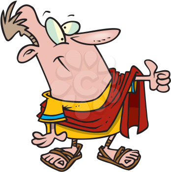 Royalty Free Clipart Image of a Man in a Toga Giving Thumbs Up