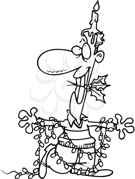 Royalty Free Clipart Image of a Man in Christmas Decorations