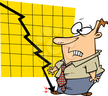 Royalty Free Clipart Image of a
Man Watching an Economic Decline Graph