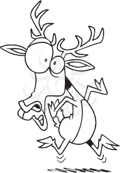 Royalty Free Clipart Image of a Frightened Reindeer