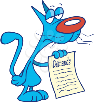 Royalty Free Clipart Image of a Cat Showing Demands