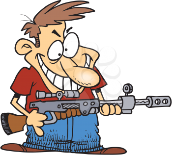 Royalty Free Clipart Image of a Man With a Gun