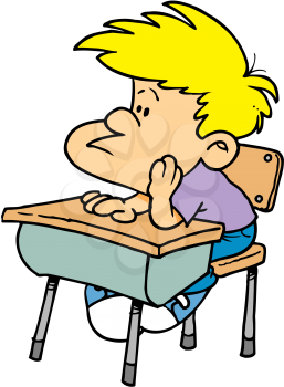 Royalty Free Clipart Image of a Boy in a Desk