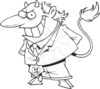 Royalty Free Clipart Image of a Devil in a Suit