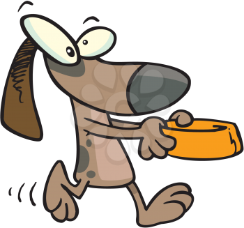 Royalty Free Clipart Image of a Dog With a Dish