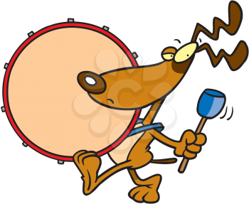 Royalty Free Clipart Image of a Dog Beating a Drum