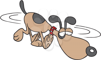 Royalty Free Clipart Image of a Sniffing Dog
