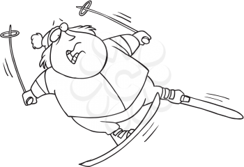 Royalty Free Clipart Image of an Overweight Woman Skiing